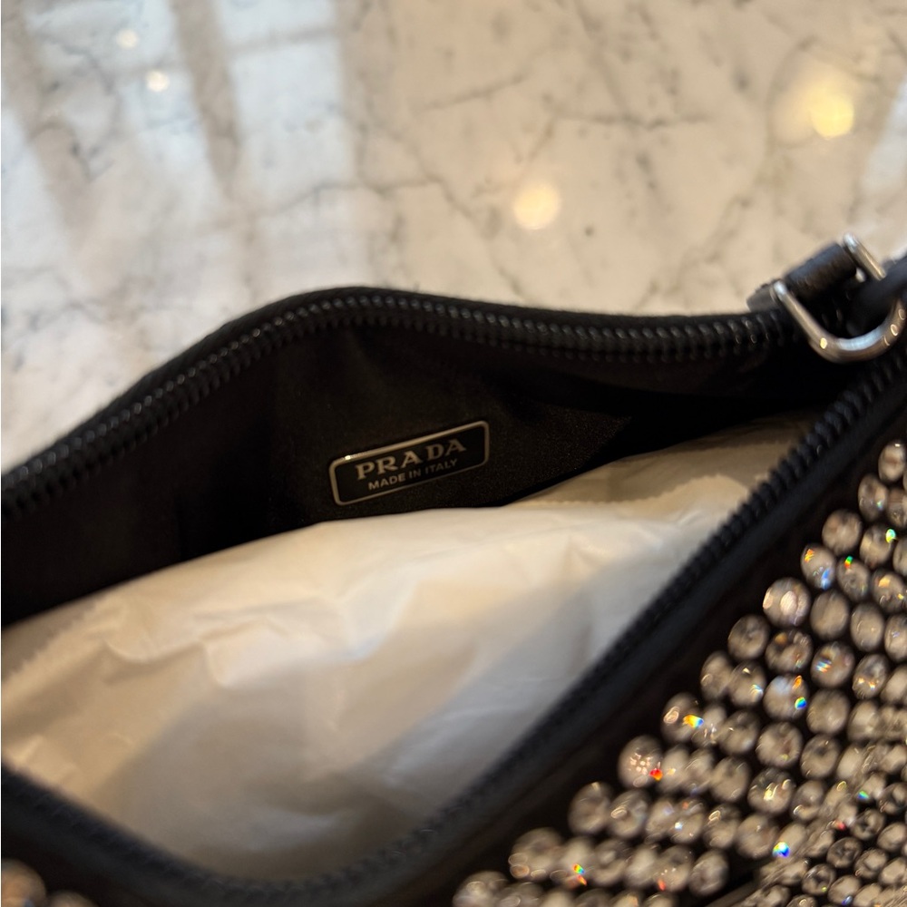 PRADA Satin Crystal Mini Re-Edition 2000 Bag Cristal - Picture 10 of 15